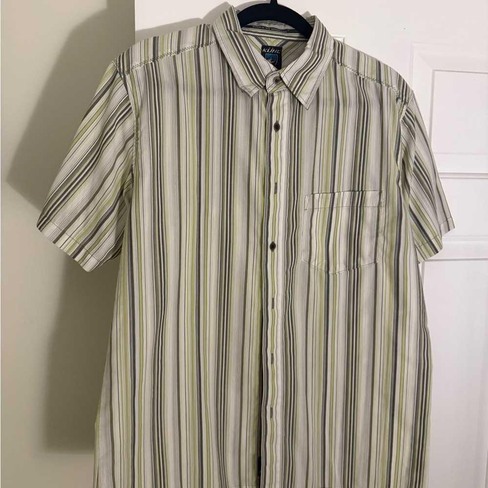 Kuhl Men's Striped Short Sleeve Shirt - Green and White
